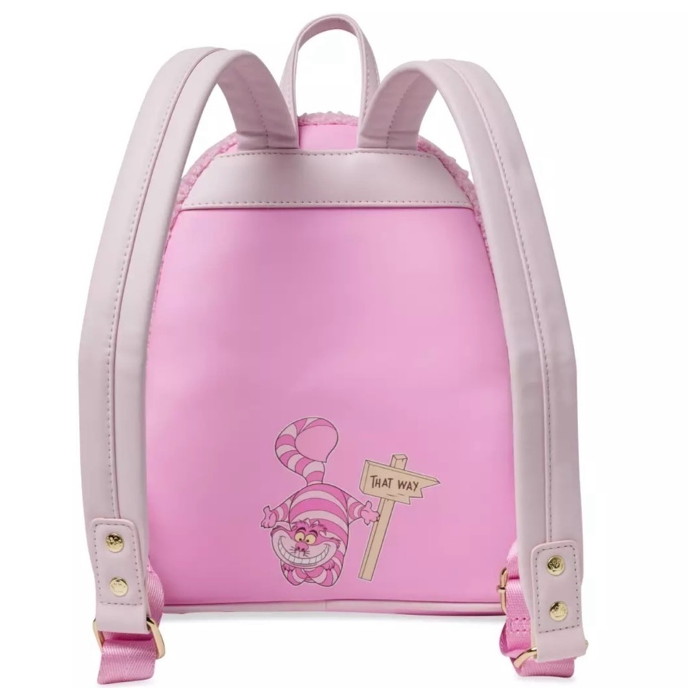 Loungefly Disney Parks Alice in Wonderland Cheshire Cat Fuzzy Pastel Backpack - Picture 2 of 5